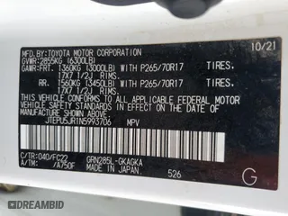 2022 Toyota 4Runner TRD Off Road with VIN JTEPU5JR1N5993706, listed as a Copart auction lot 43238765 with 70,915 mi miles and Non Repairable. Bid and sale history available at carsss.com. Image 12.