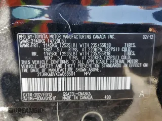 2012 Toyota RAV4 Sport with VIN 2T3RK4DVXCW068501, listed as a Copart auction lot 50553465 with 151,225 mi miles and Salvage Title. Bid and sale history available at carsss.com. Image 13.