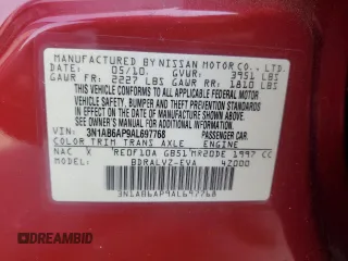 2010 Nissan Sentra SL with VIN 3N1AB6AP9AL697768, listed as a Copart auction lot 55333575 with 170,340 mi miles and Salvage title. Bid and sale history available at DreamBid. Image 12.