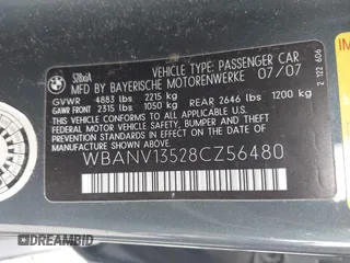 2008 BMW 5 Series 528xi with VIN WBANV13528CZ56480, listed as a IAAI auction lot 42311034 with 302,875 mi miles and . Bid and sale history available at DreamBid. Image 9.