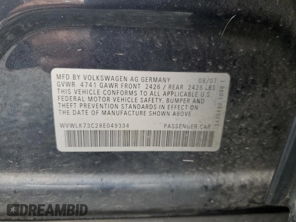 2008 Volkswagen Passat Komfort z VIN WVWLK73C28E049334, wystawiony jako Copart lot #58860715 z przebiegiem 161 405 mil mil oraz Szkoda całkowita • Salvage title. Historia ofert i sprzedaży dostępna na DreamBid. Obrazek 14.
