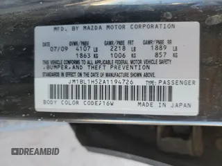 2010 Mazda 3 S Sport with VIN JM1BL1H52A1194726, listed as a Copart auction lot 52454445 with 257,961 mi miles and Salvage Title. Bid and sale history available at DreamBid. Image 13.