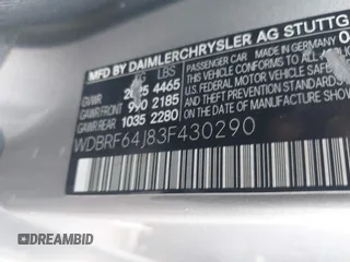 2003 Mercedes-Benz C 320 с VIN WDBRF64J83F430290, выставлен на аукционе IAAI как лот 41216402 с пробегом 181 558 миль миль и . История ставок и продаж доступна на DreamBid. Изображение 9.