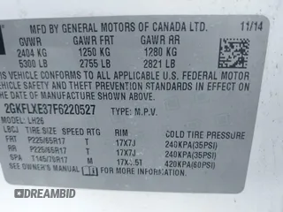 2015 GMC Terrain SLT with VIN 2GKFLXE37F6220527, listed as a IAAI auction lot 41812632 with 216,482 mi miles and . Bid and sale history available at carsss.com. Image 9.