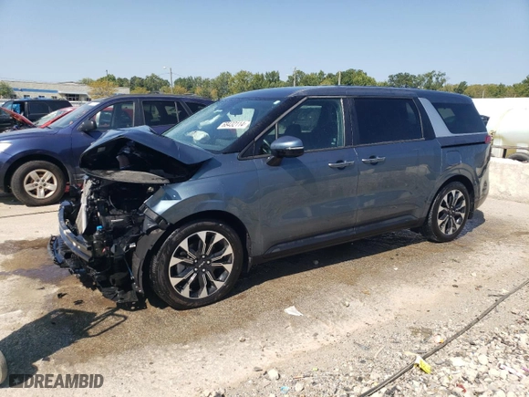 2023 Kia Carnival EX with VIN KNDNC5H39P6296782, listed as a Copart auction lot 68432114 with 27,887 mi miles and Salvage Title. Bid and sale history available at carsss.com. Image 1.