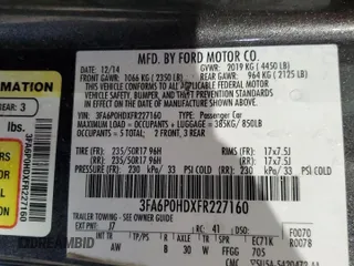 2015 Ford Fusion SE with VIN 3FA6P0HDXFR227160, listed as a Copart auction lot 43173694 with Not Provided miles and Non Repairable. Bid and sale history available at carsss.com. Image 13.