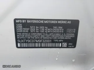 2021 BMW X3 M40i with VIN 5UXTY9C07M9F32001, listed as a IAAI auction lot 41673270 with 45,752 mi miles. Bid and sale history available at carsss.com. Image 9.