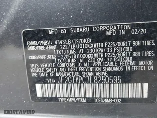 2020 Subaru Crosstrek Premium with VIN JF2GTAPC7L8250595, listed as a IAAI auction lot 41700026 with 75,171 mi miles. Bid and sale history available at carsss.com. Image 9.