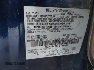 2005 Ford Five Hundred с VIN 1FAHP26135G169055, выставлен на аукционе IAAI как лот 42466840 с пробегом 329 597 миль миль и . История ставок и продаж доступна на DreamBid. Изображение 9.