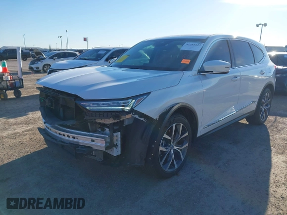 2022 Acura MDX w/Technology Package with VIN 5J8YD9H45NL009674, listed as a IAAI auction lot 41251825 with 38,635 mi miles. Bid and sale history available at carsss.com. Image 2.