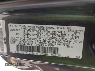 2012 Toyota Tacoma with VIN 5TFTX4CN9CX019942, listed as a IAAI auction lot 42271462 with 109,928 mi miles and . Bid and sale history available at DreamBid. Image 9.