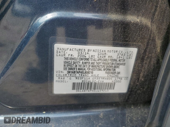 2014 Nissan Sentra SR z VIN 3N1AB7AP4EL659215, wystawiony jako Copart lot #59634185 z przebiegiem 161 555 mil mil oraz Czysty tytuł • Clean title. Historia ofert i sprzedaży dostępna na DreamBid. Obrazek 12.