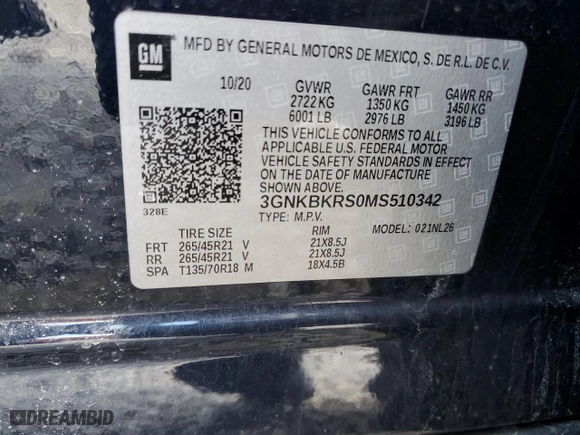 2021 Chevrolet Blazer RS with VIN 3GNKBKRS0MS510342, listed as a Copart auction lot 48851915 with NaN miles and Salvage Title. Bid and sale history available at carsss.com. Image 13.