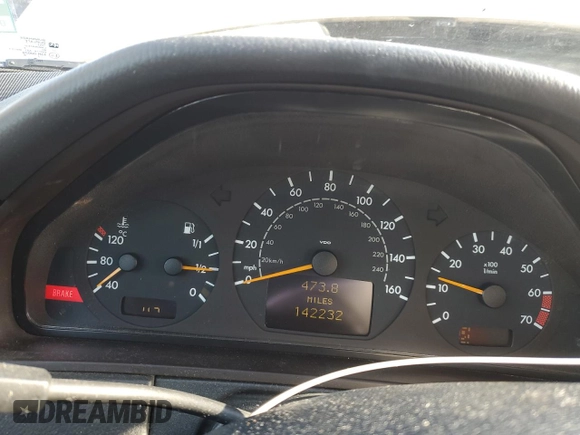 2002 Mercedes-Benz E-Class with VIN WDBJF65J22B490275, listed as a Copart auction lot 51128565 with 142,232 mi miles and Salvage Title. Bid and sale history available at carsss.com. Image 9.