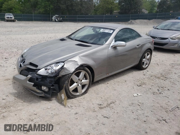 2005 Mercedes-Benz SLK 230/320 with VIN WDBWK56F95F025138, listed as a Copart auction lot 55011125 with 43,291 mi miles and Salvage title. Bid and sale history available at DreamBid. Image 1.