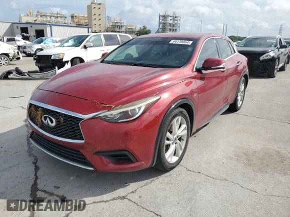2018 Infiniti QX30 ESSENTIAL with VIN SJKCH5CP1JA050717, listed as a Copart auction lot 64178064 with 0 mi miles and Salvage Title. Bid and sale history available at carsss.com. Image 1.