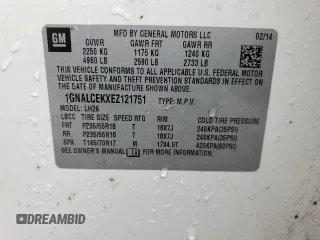2014 Chevrolet Equinox LT with VIN 1GNALCEKXEZ121751, listed as a Copart auction lot 50181625 with 116,972 mi miles and Salvage Title. Bid and sale history available at carsss.com. Image 13.