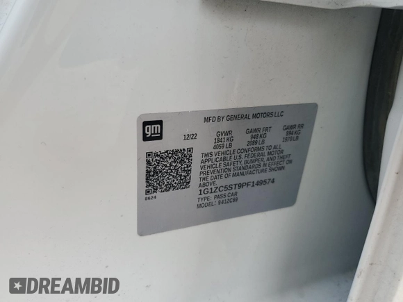 2023 Chevrolet Malibu LS with VIN 1G1ZC5ST9PF149574, listed as a Copart auction lot 44640235 with Not Provided miles and Salvage Title. Bid and sale history available at DreamBid. Image 13.
