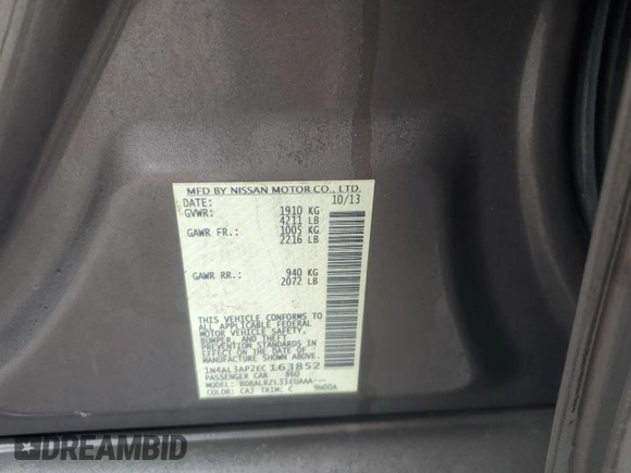 2014 Nissan Altima 2.5 S with VIN 1N4AL3AP2EC163852, listed as a Copart auction lot 43538135 with 114,800 mi miles and Clean Title. Bid and sale history available at carsss.com. Image 14.