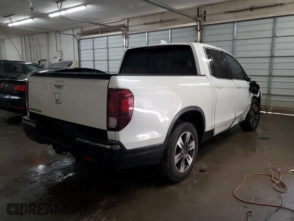 2019 Honda Ridgeline RTL-T with VIN 5FPYK2F60KB001455, listed as a Copart auction lot 53786015 with 61,050 mi miles and Salvage title. Bid and sale history available at DreamBid. Image 3.