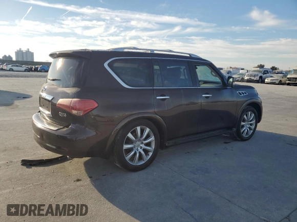 2011 Infiniti QX56 7-passenger with VIN JN8AZ2NE8B9001099, listed as a Copart auction lot 76417474 with 0 mi miles and Clean Title. Bid and sale history available at carsss.com. Image 3.