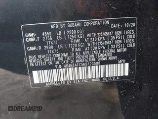 2021 Subaru Outback Premium с VIN 4S4BTAFC5M3123588, выставлен на аукционе IAAI как лот 42285019 с пробегом 93 767 миль миль и . История ставок и продаж доступна на DreamBid. Изображение 9.