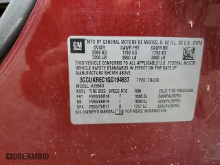 2016 Chevrolet Silverado 1500 LT with VIN 3GCUKREC1GG194837, listed as a Copart auction lot 51486795 with 137,973 mi miles and Salvage Title. Bid and sale history available at carsss.com. Image 14.