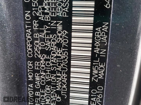 2016 Toyota Prius Four with VIN JTDKARFU7G3517079, listed as a Copart auction lot 89255495 with 133,108 mi miles and Salvage Title. Bid and sale history available at carsss.com. Image 14.