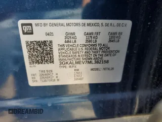 2021 GMC Terrain SLE z VIN 3GKALMEV7ML382158, wystawiony jako Copart lot #55487985 z przebiegiem 55 009 mil mil oraz Szkoda całkowita • Salvage title. Historia ofert i sprzedaży dostępna na DreamBid. Obrazek 12.