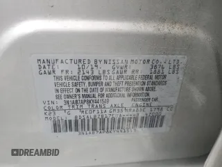 2019 Nissan Sentra S with VIN 3N1AB7AP8KY441549, listed as a Copart auction lot 51128985 with 57,333 mi miles and Clean Title. Bid and sale history available at DreamBid. Image 12.