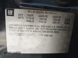 2014 Chevrolet Impala LT with VIN 1G1115SL5EU100447, listed as a IAAI auction lot 42604594 with 163,646 mi miles and . Bid and sale history available at DreamBid. Image 9.