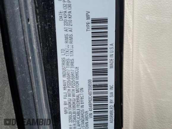 2008 Subaru Outback Limited с VIN 4S4BP62C487358599, выставлен на аукционе Copart как лот 55084845 с пробегом 222 486 миль миль и Списание • Salvage title. История ставок и продаж доступна на DreamBid. Изображение 13.