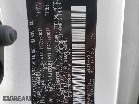 2020 Toyota Sienna LE Auto Access Seat with VIN 5TDKZ3DC8LS067046, listed as a Copart auction lot 68839594 with 48,422 mi miles and Salvage Title. Bid and sale history available at carsss.com. Image 13.