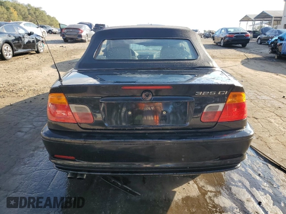 2001 BMW 3 Series 325Ci with VIN WBABS33421JY53592, listed as a Copart auction lot 80011414 with 0 mi miles and Salvage Title. Bid and sale history available at carsss.com. Image 6.
