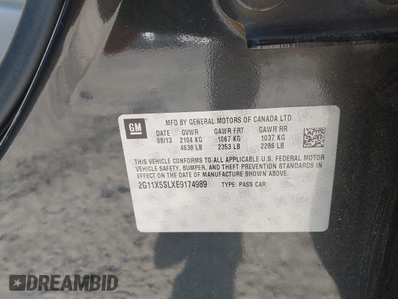 2014 Chevrolet Impala LS with VIN 2G11X5SLXE9174989, listed as a IAAI auction lot 42572065 with 309,311 mi miles and . Bid and sale history available at DreamBid. Image 9.