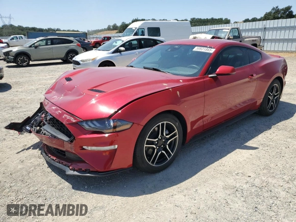 2021 Ford Mustang EcoBoost with VIN 1FA6P8TH7M5150076, listed as a Copart auction lot 59931865 with 27,455 mi miles and Salvage title. Bid and sale history available at DreamBid. Image 1.