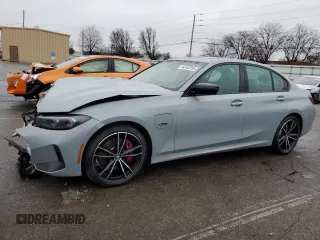 2023 BMW 3 Series 330e xDrive with VIN 3MW39FS05P8C89800, listed as a Copart auction lot 44342255 with 19,562 mi miles and Salvage Title. Bid and sale history available at carsss.com. Image 1.