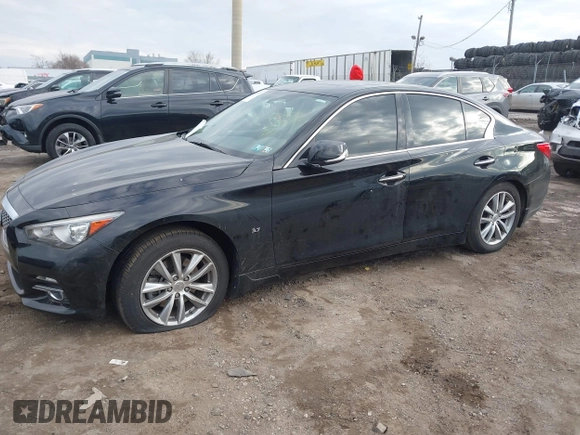 2015 Infiniti Q50 with VIN JN1BV7AR5FM392624, listed as a IAAI auction lot 41667327 with 53,589 mi miles. Bid and sale history available at carsss.com. Image 16.