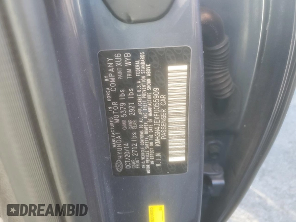 2015 Hyundai Genesis 3.8L with VIN KMHGN4JEXFU055909, listed as a Copart auction lot 70344764 with Not Provided miles and Salvage Title. Bid and sale history available at carsss.com. Image 12.