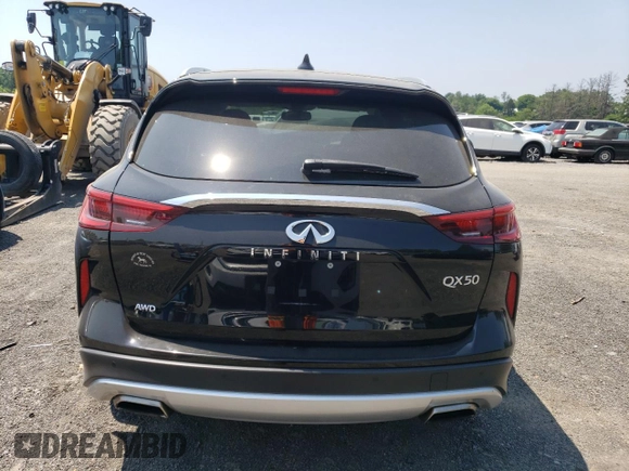2021 Infiniti QX50 Luxe with VIN 3PCAJ5BB7MF108944, listed as a Copart auction lot 58955275 with 100,215 mi miles and Salvage title. Bid and sale history available at DreamBid. Image 6.
