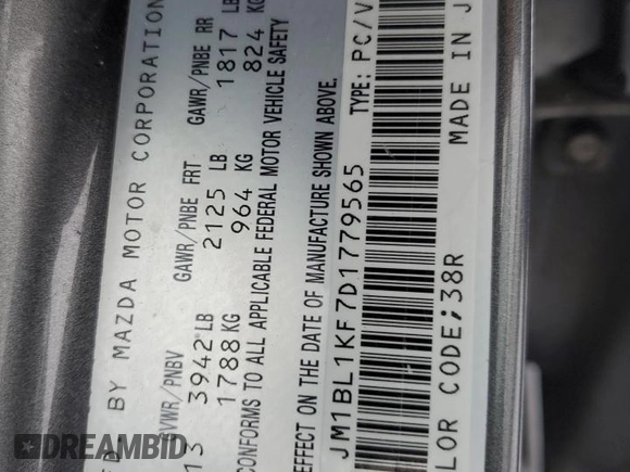 2013 Mazda 3 GX with VIN JM1BL1KF7D1779565, listed as a Copart auction lot 47848915 with 161,048 mi miles and Salvage Title. Bid and sale history available at carsss.com. Image 12.