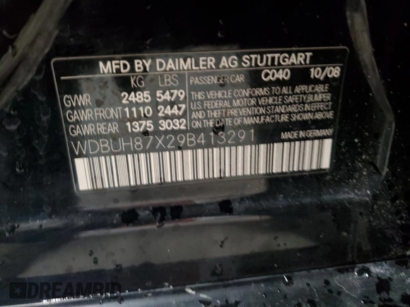 2009 Mercedes-Benz E 350 with VIN WDBUH87X29B413291, listed as a Copart auction lot 82112004 with 203,358 mi miles and Salvage Title. Bid and sale history available at DreamBid. Image 13.