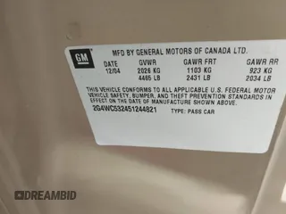2005 Buick LaCrosse CX with VIN 2G4WC532451244821, listed as a IAAI auction lot 42204032 with 146,645 mi miles and . Bid and sale history available at DreamBid. Image 9.