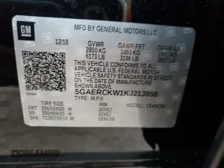 2019 Buick Enclave Premium with VIN 5GAERCKW1KJ213858, listed as a Copart auction lot 80486604 with 47,193 mi miles and Salvage Title. Bid and sale history available at DreamBid. Image 14.