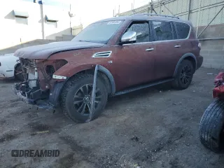 2018 Nissan Armada SL z VIN JN8AY2NC1J9556119, wystawiony jako Copart lot #87464994 z przebiegiem 80 106 mil mil oraz Szkoda całkowita • Salvage title. Historia ofert i sprzedaży dostępna na DreamBid. Obrazek 1.