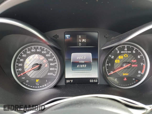 2018 Mercedes-Benz C 63 AMG with VIN 55SWF8GB6JU255249, listed as a Copart auction lot 50094455 with 61,693 mi miles and Salvage title. Bid and sale history available at DreamBid. Image 9.