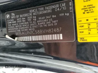 2011 BMW 1 Series 128i с VIN WBAUN1C58BVH82487, выставлен на аукционе Copart как лот 54295625 с пробегом 60 879 миль миль и Списание • Salvage title. История ставок и продаж доступна на DreamBid. Изображение 12.