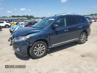 2014 Nissan Pathfinder SL with VIN 5N1AR2MN8EC691095, listed as a Copart auction lot 55024105 with 124,098 mi miles and Salvage title. Bid and sale history available at DreamBid. Image 1.