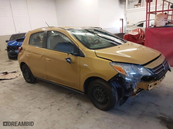 2022 Mitsubishi Mirage ES with VIN ML32AUHJXNH002702, listed as a IAAI auction lot 41007770 with 87882 miles. Bid and sale history available at carsss.com. Image 1.