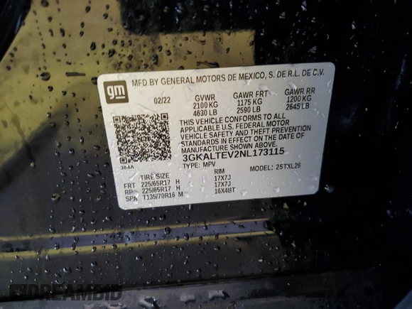 2022 GMC Terrain SLE с VIN 3GKALTEV2NL173115, выставлен на аукционе Copart как лот 58749785 с пробегом 245 816 миль миль и Чистый • Clean title. История ставок и продаж доступна на DreamBid. Изображение 14.